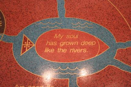 Langston Hughes's Monument in NY - close up - from https://rollofnickels.blogspot.com/2011/06/